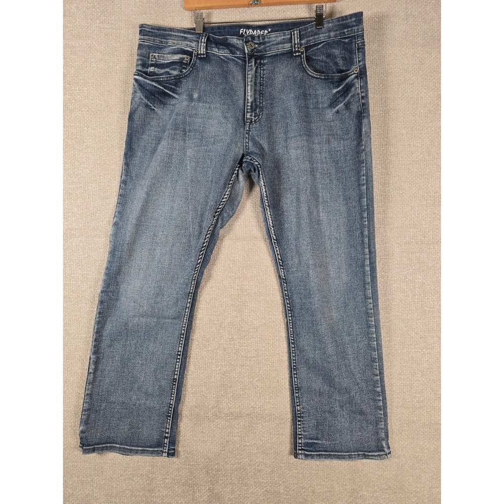 Flypaper Mens Straight Leg Jeans Blue Medium Wash Stretch W40 L30